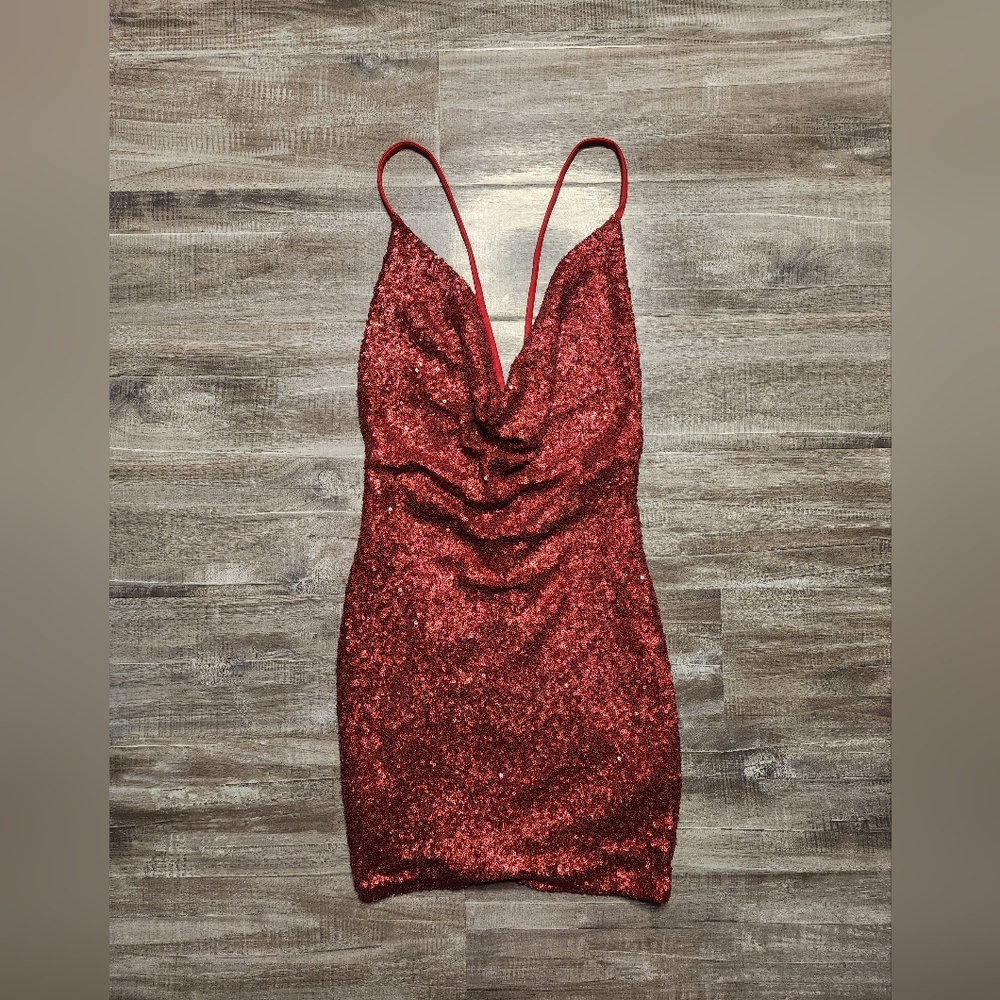 Fashion Nova Sparkling Red Mini Dress